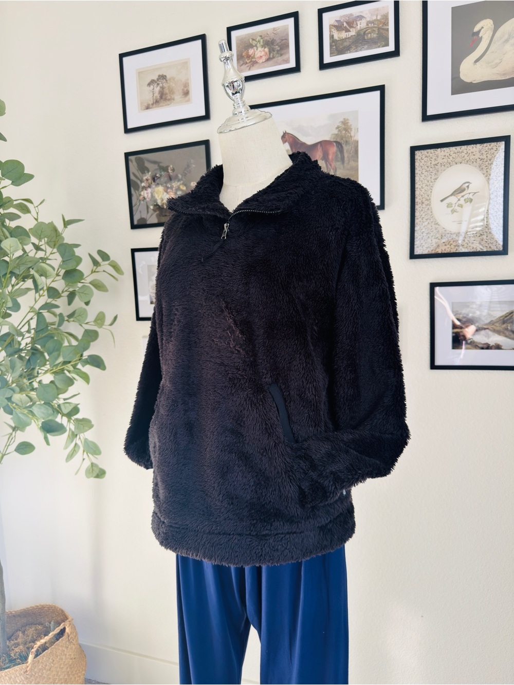 The North Face Black Plush Half-Zip Cowl Pullover